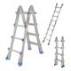 TOPWAY Aluminium Telescopic Multi Purpose Foldable Combination Step Ladder System 4 Steps RUNGS, 3.8 Metres Extension Ladder with Non-slip Steps 338472