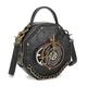 Retro Leather Shoulder Bag, Clock Design Leather Shoulder Bag, Steampunk Clock Messenger Bag, Gothic Leather Briefcase, Clock-themed Laptop Satchel, Leather Messenger Bag for Women Girls Ladies