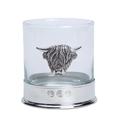 BRAW CLANS TARTANS Whisky Glass with Handcrafted Pewter Base and Highland Cow Design Design - Handmade Crystal, Apt for Single Malt, Presented in Gift Box, Iconic Touchmark