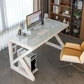 FELEA Modern Simple Study Writing Desk Study Desk Tempered Glass Computer Desk Home Office Desk Workstation