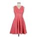 Eliza J Casual Dress - Mini V Neck Sleeveless: Red Dresses - Women's Size 6