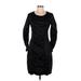 H&M Cocktail Dress - Sheath Scoop Neck Long sleeves: Black Print Dresses - Women's Size 8