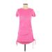 Victoria's Secret Pink Casual Dress - Bodycon High Neck Short sleeves: Pink Print Dresses - Women's Size X-Small