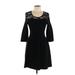 Jessica Simpson Cocktail Dress - DropWaist Scoop Neck 3/4 sleeves: Black Solid Dresses - Women's Size Large