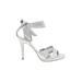 MICHAEL SHANNON Heels: Silver Print Shoes - Women's Size 10 1/2 - Open Toe