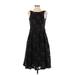 Astr Casual Dress - A-Line: Black Floral Motif Dresses - Women's Size X-Small