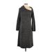 Calvin Klein Casual Dress - Sweater Dress: Gray Tweed Dresses - Women's Size Large