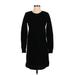 Madewell Casual Dress - Sweater Dress Crew Neck Long sleeves: Black Solid Dresses - Women's Size 2X-Small