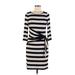 White House Black Market Casual Dress - Wrap: Black Stripes Dresses - Women's Size 6