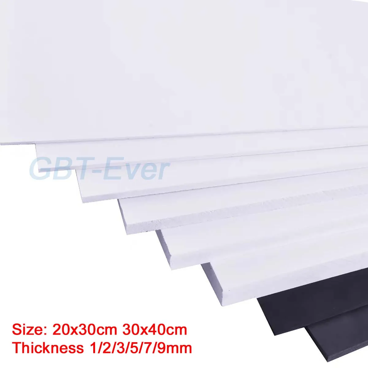 Panneau plat en plastique PVC pour bricolage, matériaux de construction de modèles, épaisseur 1mm, 2mm, 3mm, 5mm, 7mm, 9mm, blanc, noir, 1 pièce, 5 pièces, 10 pièces, 20x30 cm, 30x40cm