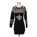 NFL Casual Dress - Bodycon Scoop Neck Long sleeves: Black Dresses - Women's Size Small