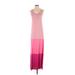 Pink Lily Casual Dress - Maxi: Pink Color Block Dresses - Women's Size Small