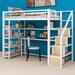 Harriet Bee Jahmauri Twin Size Metal Loft Bed w/ Staircase, Desk & Shelves Metal in Gray/White | 69.9 H x 39.6 W x 93.7 D in | Wayfair