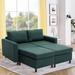 Ebern Designs Moden Style Loveseat Module Sectional Sofa w/ Two Ottoman for Living Room Linen in Green | 33.45 H x 61.01 W x 34.26 D in | Wayfair