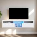 Latitude Run® Modern Design TV Stand w/ LED light & 2 Cabinet for Living Room Wood in White | 17.73 H x 78.75 W x 13.76 D in | Wayfair