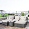 Latitude Run® 6-Piece Patio Outdoor Conversation Round Sofa Set in Gray | 33.5 H x 108.2 W x 51 D in | Wayfair E2B35C542B4C4EFDB6C62030F28BDD1D