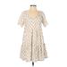 Madewell Casual Dress - Mini V Neck Short sleeves: Ivory Polka Dots Dresses - Women's Size X-Small