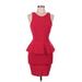 BCBGMAXAZRIA Casual Dress - Mini Scoop Neck Sleeveless: Red Solid Dresses - Women's Size Medium