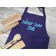 Personalised children's Junior chef purple apron with choice of coloured detail