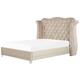 Lit double en tissu beige 180x200