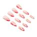 CKLC Pink & Rose Red Wave Printed Almond False Manicure Ultra-flexible Long Lasting Fake Nails for Women and Girl Nail Salon