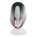 Desertasis wig gradient short straight bobo black gradient gray purple Party Wig Gradient Short Straight Hair Highlight Female Wig Cosplay Wig Realistic Straight With Flat Bangs Natural As Real Hair