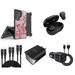 BC Armor Case for Galaxy S23 Ultra Bundle with Heavy Duty Belt Holster Case (Cherry Blossom) Wireless Earbuds Chargers USB Cables