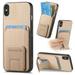 Case for iPhone XS / iPhone X with Hidden Kickstand Carbon Fiber Texture Wallet Case with Card Holder for iPhone XS / iPhone X Magnetic Car Mount Shockproof Military Grade Protection Cover Khaki