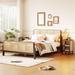 3 Pieces Rattan Platform Full Size Bed With 2 Nightstands