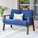 XIZZI Outdoor Wicker Loveseat Steel Frame Bench with Cushion