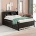 Full Size Espresso Bed with Bookcase, Twin Trundle, and Storage Drawers - Space-Optimizing Design, Contemporary Style