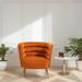 Modern Mid Century Velvet Accent Chair, Leisure Barrel Single Chair with Golden Feet for Living Room, Office, Orange