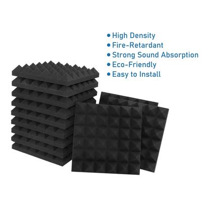 Shatex Sound Absorbing Panel,Self-adhesive,black pyramid,1.2" X 12" X 12",12pack