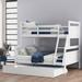 Twin over Full Bunk Bed with Ladder, Twin Trundle, and Full-Length Guardrail, Sturdy Pine Wood Construction