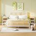 Rustic Design 3 Pieces Rattan Platform Full Size Bed With 2 Nightstands