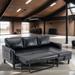 Living Room L-Shaped Sleeper Sectional Sofa Reversible Sleeper Sectional Sofa with Storage Chaise, Black PU