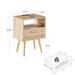 Modern Rattan End table with Drawer and Wood Legs, Modern nightstand, Side Table