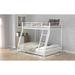 Modern Metal Floor Bunk Bed, Twin over Full, Black/White Steel Frame with Inclined Ladder, Space-Saving Design