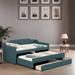 Twin Size Bedroom Bed Upholstered Daybed with Twin Size Trundle and Three Drawers Bedroom Furniture, Green