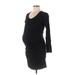 Gap - Maternity Casual Dress - Bodycon Scoop Neck 3/4 sleeves: Black Solid Dresses - Women's Size Small