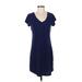 Gap Casual Dress - Shift V-Neck Short sleeves: Blue Print Dresses - Women's Size Small