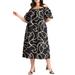 Plus Size Women's Embroidered Midi Dress by ELOQUII in Black Onyx (Size 20)