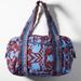 Anthropologie Bags | Blue And Brown Floral Fringed Duffle Bag From Anthropologie - Like New | Color: Blue/Brown | Size: Os
