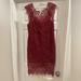 Free People Dresses | Intimately Free People Burgundy/Wine Cap Sleeve Lace Midi Dress | Color: Red | Size: M