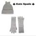 Kate Spade Accessories | Kate Spade 2-Piece Bow Beanie & Gloves Set Gray | Color: Gray | Size: Os