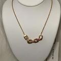 Coach Jewelry | Coach Pave Signature Linked Necklace In Pink/Gold | Color: Gold/Pink | Size: Os