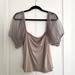 Free People Tops | Free People Intimately Yours Puffy Sleeve Top, Mauve Gray, Size Large | Color: Gray/Tan | Size: L
