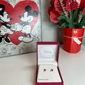 Disney Jewelry | Disney Minnie Mouse Sterling Silver Earrings/ Disney Jewelry | Color: Black/Red | Size: Os