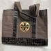 Tory Burch Bags | Dark Brown Nylon Tory Burch Logo Tote With Faux Crocodile Patent Leather Accents | Color: Brown | Size: Os