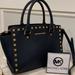 Michael Kors Bags | Michael Kors Vintage Selma Studded Navy Satchel Bag Euc | Color: Blue/Gold | Size: Os